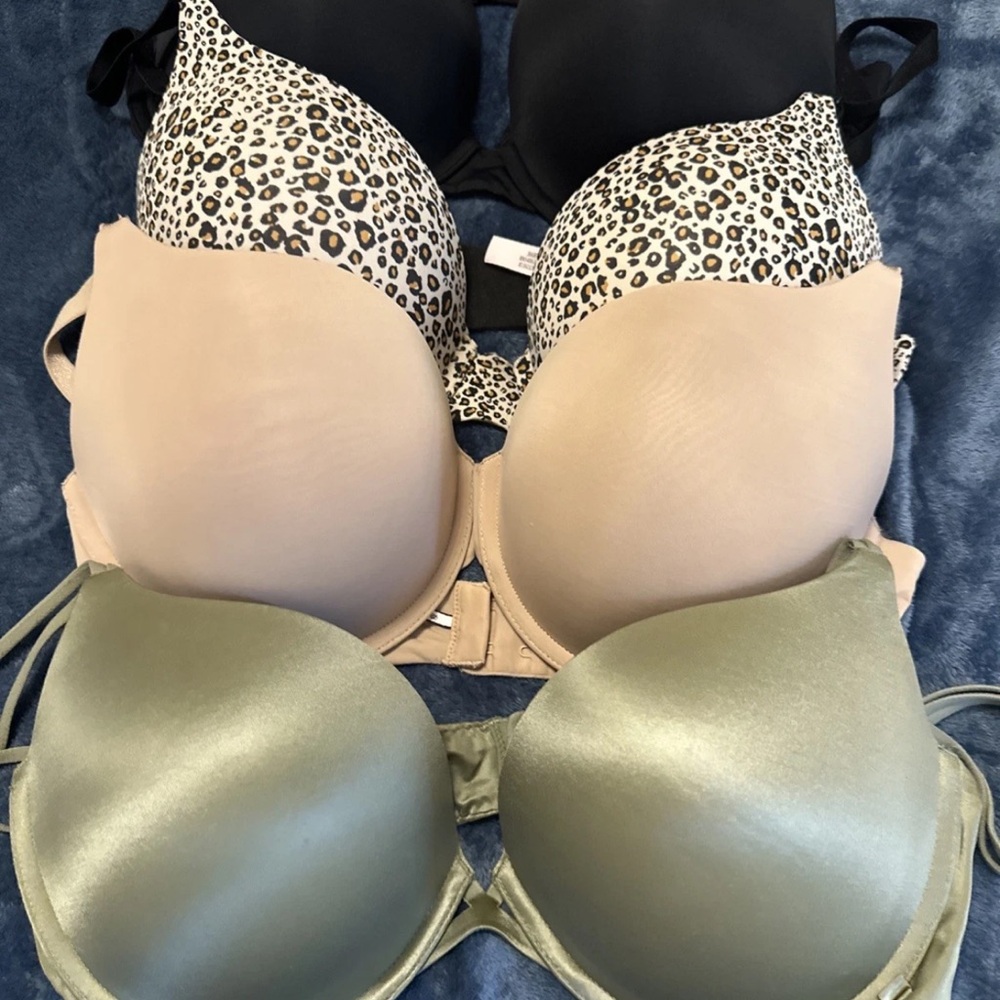 Victoria's Secret Black, Leopard, Nude, and Olive Bras Set